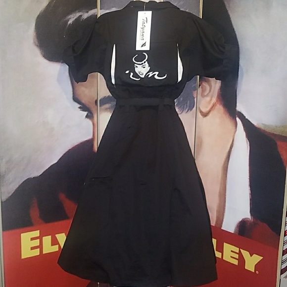 Tatyana Retro 1950's Bettie Page Embroidered Logo Bowling Dress w White Panels - Picture 7 of 8